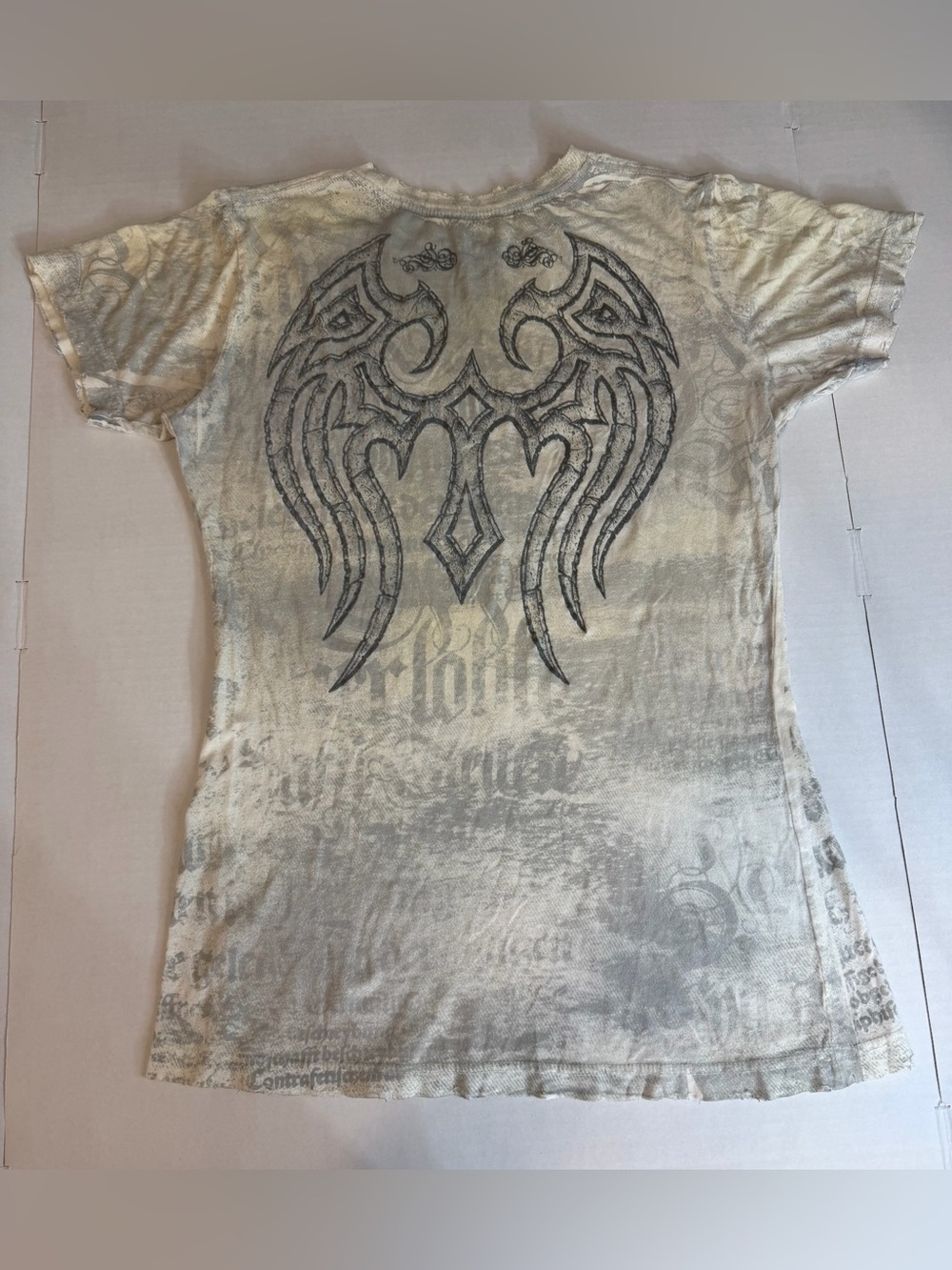 Sinful Affliction Love & Pride Vintage Y2K Tee Cream Gray XL - Picture 3 of 9